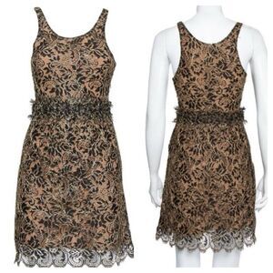 Balenciaga Black Dress Gold Lace Mini Dress 2010 Sz medium Wedding Cocktail